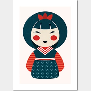 Kokeshi Doll Geisha Girl Posters and Art